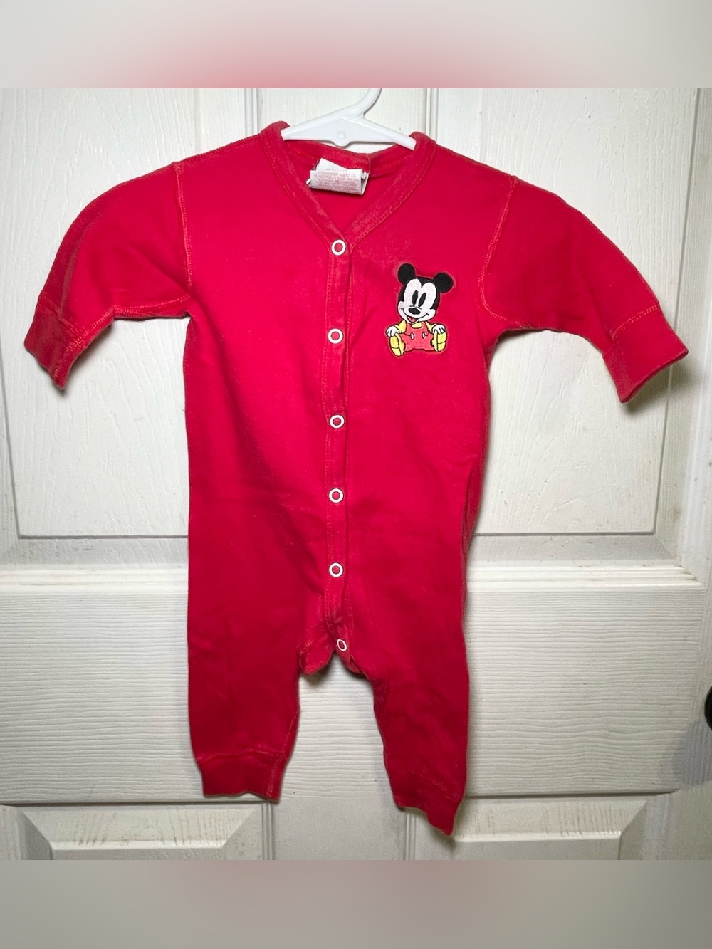 Vintage Disney Baby Mickey Mouse Red Snap Romper 3M St. Lawrence 1999 Y2K